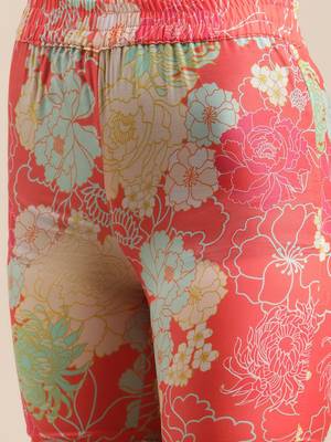Floral Printed Empire Mirror Work Anarkali Kurta with Sharara & With Dupatta 3