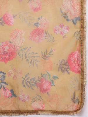 Floral Embroidered Chanderi Silk Kurta with Trousers & Dupatta 4