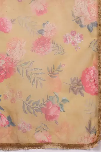 Floral Embroidered Chanderi Silk Kurta with Trousers & Dupatta