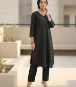 V Neck A-Line Kurta with Trousers