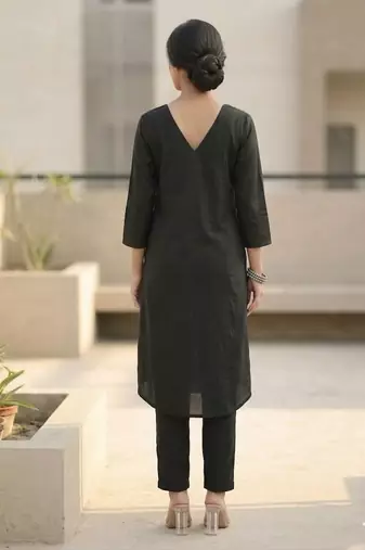 V Neck A-Line Kurta with Trousers