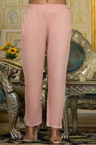 Floral Embroidered Chikankari Straight Kurta With Trousers & Dupatta