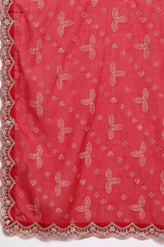 Ethnic Motifs Printed Regular Sequinned Kurta With Trousers & Dupatta