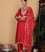 Women Ethnic Motifs Embroidered Regular Sequinned Kurta with Trousers & Dupatta