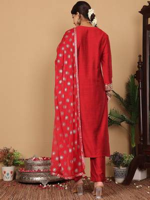 Women Ethnic Motifs Embroidered Regular Sequinned Kurta with Trousers & Dupatta 5