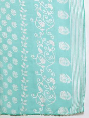 Floral Printed Regular Sequinned Pure Cotton Kurta With Trousers & Dupatta 4