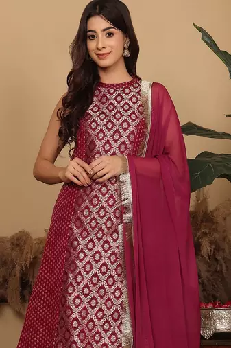 Women Brocade Princess cut A Line Halter Neck Kurta with Trouser & Dupatta