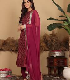 Women Brocade Princess cut A Line Halter Neck Kurta with Trouser & Dupatta