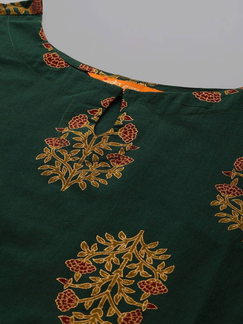 Floral Printed Kurta with Trousers & Dupatta