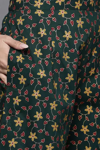 Floral Printed Kurta with Trousers & Dupatta