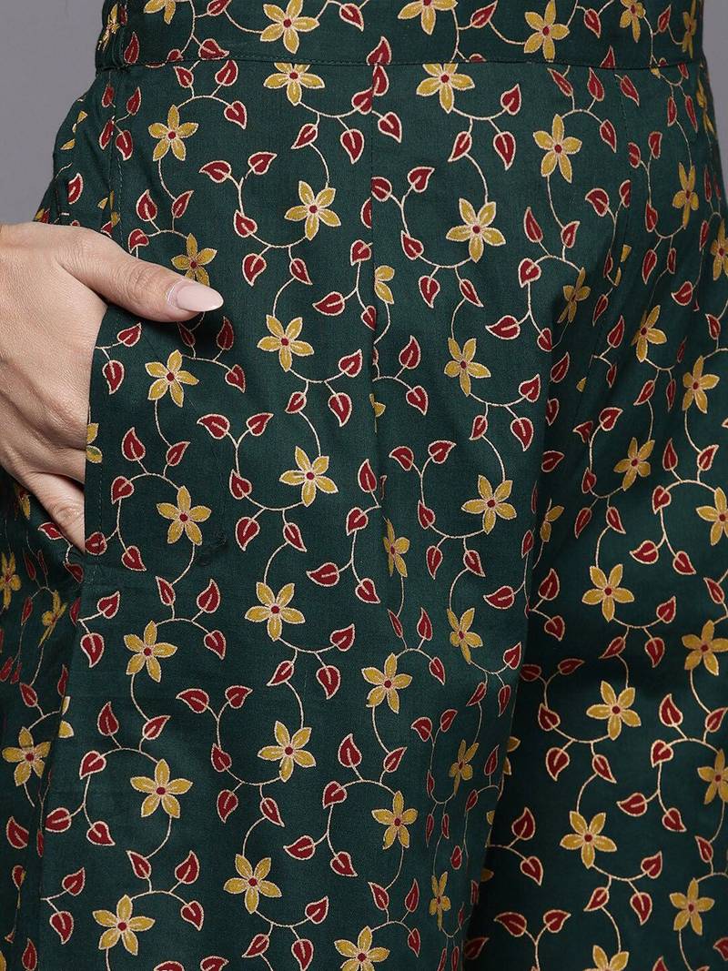 Floral Printed Kurta with Trousers & Dupatta