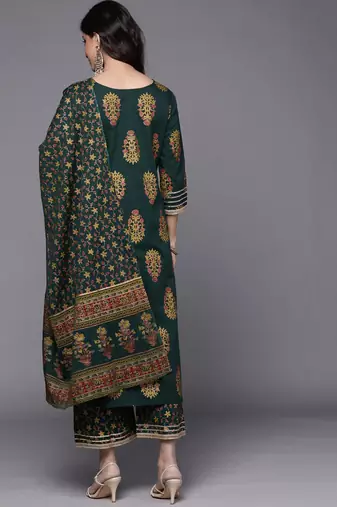 Floral Printed Kurta with Trousers & Dupatta