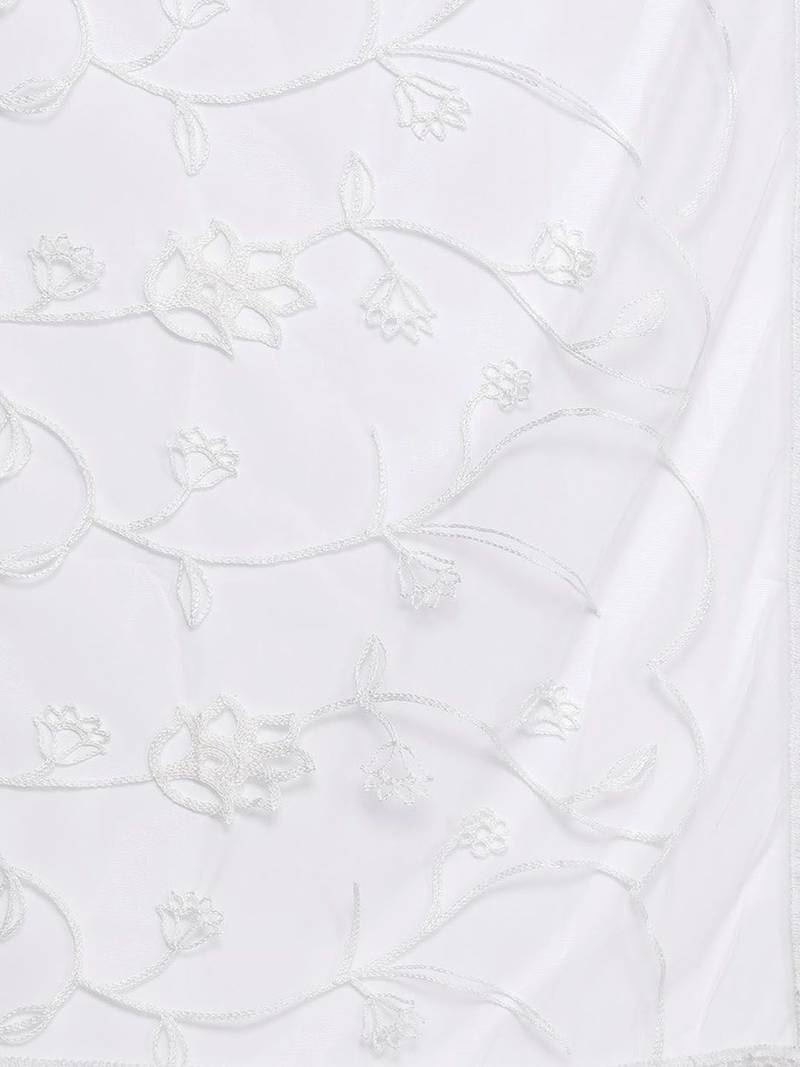 Floral Thread Embroidered Straight Kurta & Trousers With Dupatta