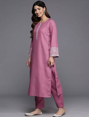 Floral Thread Embroidered Straight Kurta & Trousers With Dupatta 5
