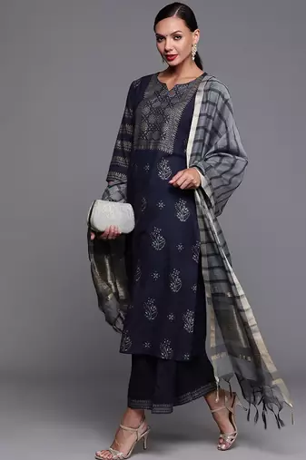 Ethnic Motifs Printed Kurta with Palazzos & Dupatta