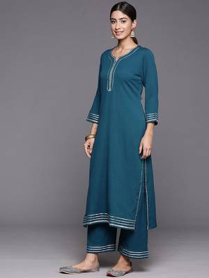 Yoke Design Straight Kurta & Trousers With Dupatta 5