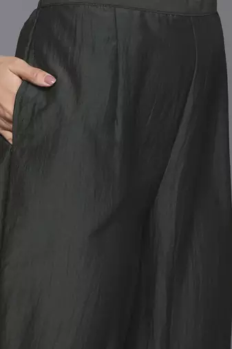 Women Green Yoke Design Sequinned Kurta with Trousers & With Dupatta