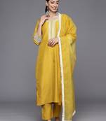 Floral Embroidered Straight Kurta with Trousers & Dupatta