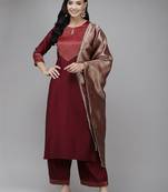 Women Yoke Design Kurta with Palazzos & With Dupatta