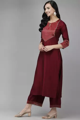 Women Yoke Design Kurta with Palazzos & With Dupatta