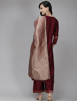 Women Yoke Design Kurta with Palazzos & With Dupatta 6