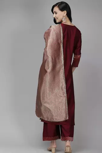 Women Yoke Design Kurta with Palazzos & With Dupatta