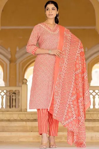 Ethnic Motifs Printed Regular Mirror Work Kurta with Trousers & With Dupatta
