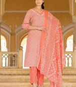 Ethnic Motifs Printed Regular Mirror Work Kurta with Trousers & With Dupatta