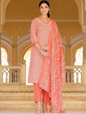 Ethnic Motifs Printed Regular Mirror Work Kurta with Trousers & With Dupatta 3