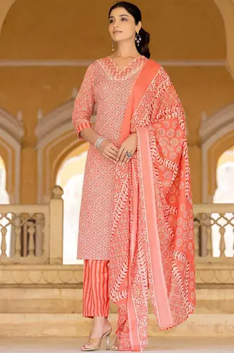 Ethnic Motifs Printed Regular Mirror Work Kurta with Trousers & With Dupatta