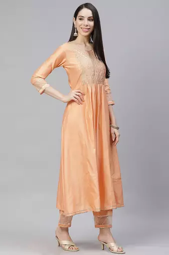 Women Ethnic Motifs Yoke Design Gotta Patti Kurta with Trousers & With Dupatta