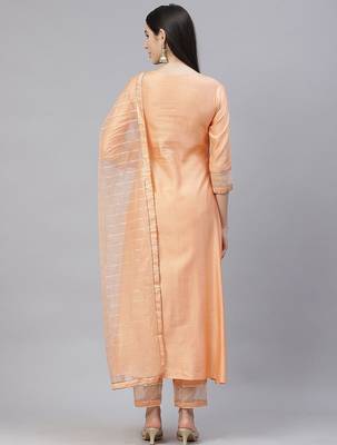 Women Ethnic Motifs Yoke Design Gotta Patti Kurta with Trousers & With Dupatta 6