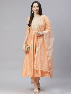 Women Ethnic Motifs Yoke Design Gotta Patti Kurta with Trousers & With Dupatta 7
