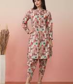 Geometric Printed Kurta With Dhoti Pant