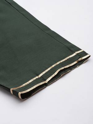 Women Green Ethnic Motifs Embroidered Sequinned Liva Kurta with Trousers & With Dupatta 8