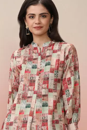 Geometric Printed Kurta With Dhoti Pant