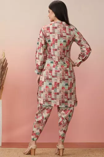 Geometric Printed Kurta With Dhoti Pant