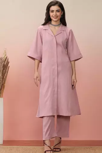 Shirt Collar Kurta With Trouser