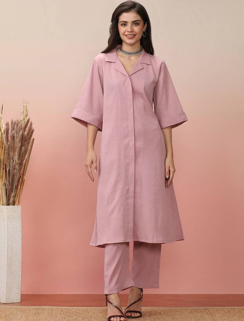 Shirt Collar Kurta With Trouser