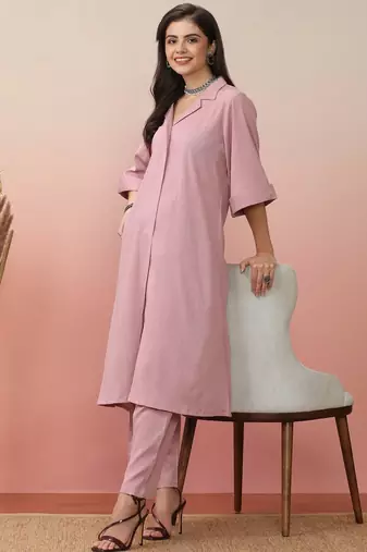 Shirt Collar Kurta With Trouser