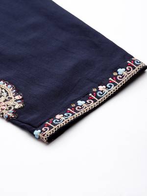 Women Embroidered Thread Work Chanderi Silk Kurta with Trousers & With 8