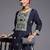 Women Navy Blue Ethnic Motifs Printed Liva Kurta with Trousers