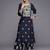 Women Navy Blue Ethnic Motifs Printed Liva Kurta with Trousers