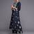 Women Navy Blue Ethnic Motifs Printed Liva Kurta with Trousers