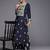 Women Navy Blue Ethnic Motifs Printed Liva Kurta with Trousers