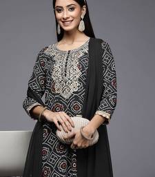 Women Black Bandhani Printed Pure Cotton Kurta with Palazzos & With Dupatta