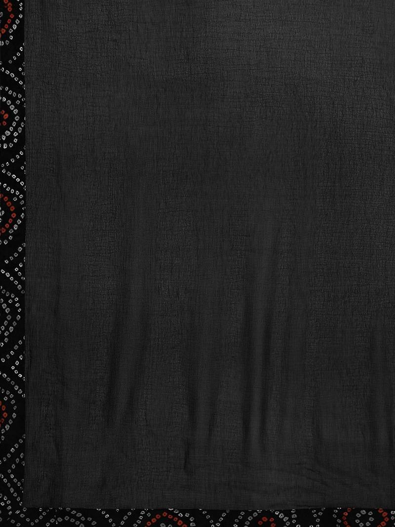 Women Black Bandhani Printed Pure Cotton Kurta with Palazzos & With Dupatta