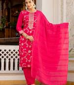 Regular Chanderi Silk Kurta with Trouser & Dupatta