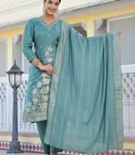 Floral Embroidered Regular Woven Design Pure Silk Kurta with Trouser & Dupatta