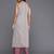 Mauve Floral Woven Design Sleeveless Straight Kurta with Palazzos